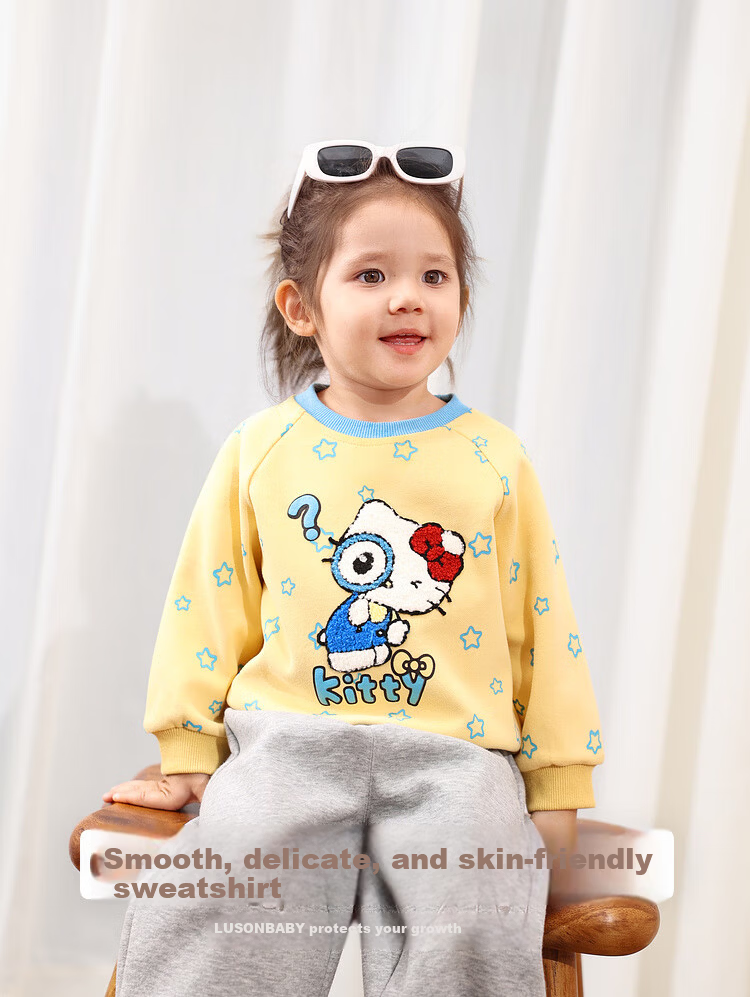 LUSON Little O Dad Baby Girl Cartoon Sweatshirt 2025 Autumn New Baby Round Neck Cute Stylish Top 1