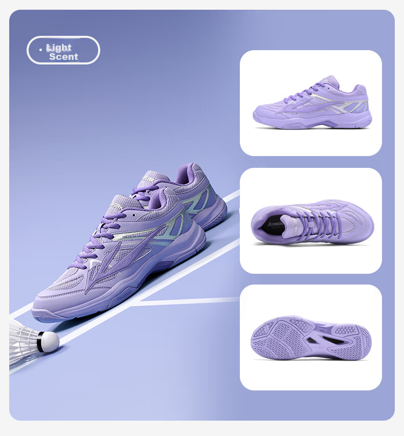 KAWASAKI Unisex Professional Carbon Plate Badminton Shoes Non-Slip Shock Absorption Indoor All-Purpose Training and Competition Sneakers 23