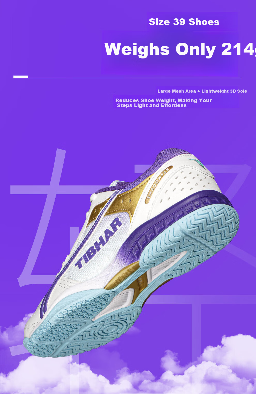 TIBHAR Professional Table Tennis Shoes for Women, High-Grade Summer Breathable Sports Shoes for Men, White Blue Size 36 8