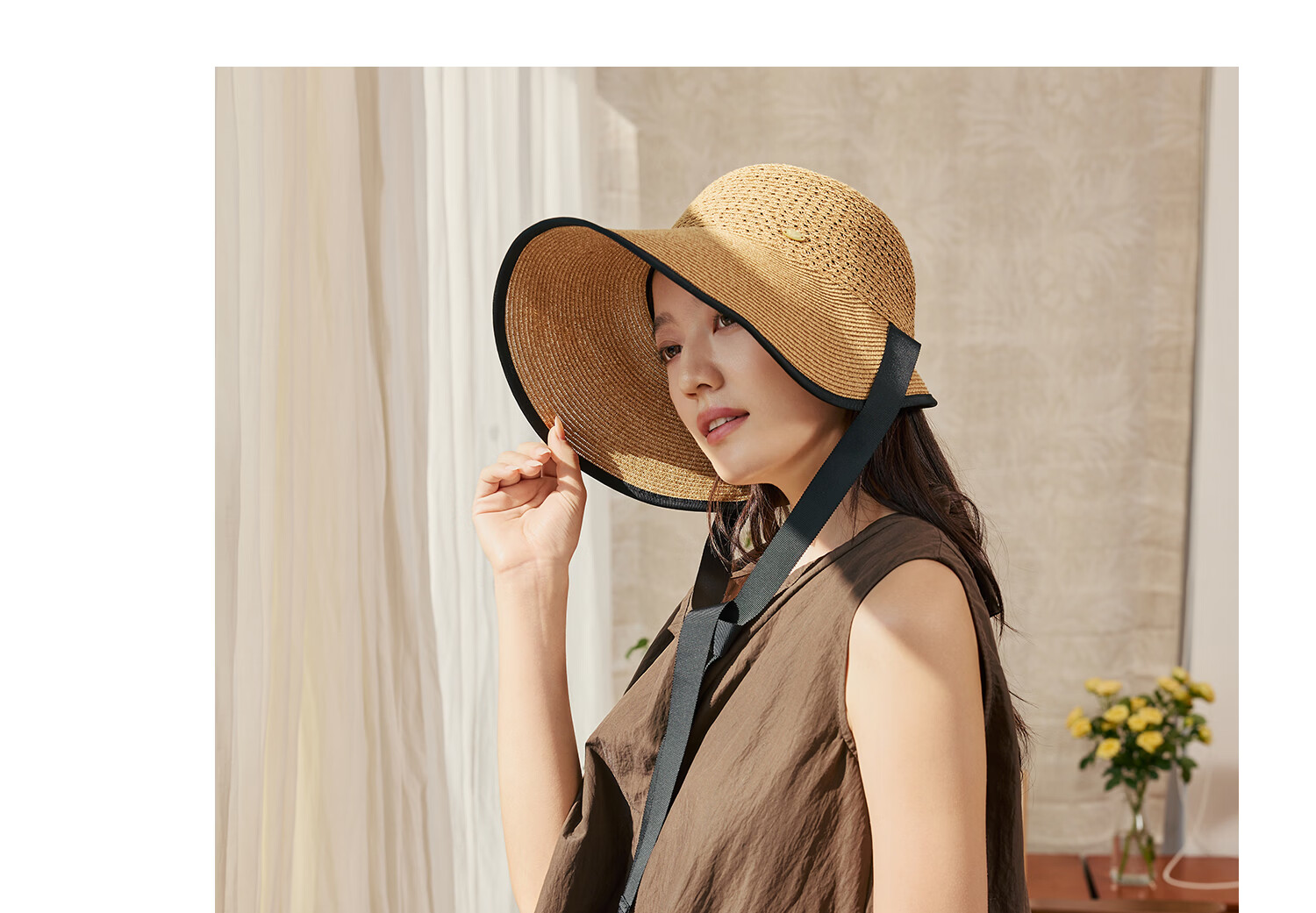 Siggi Women's Summer Sun Hat Straw Hat Wide Brim Foldable UV Protection Face Slimming Versatile Travel Sun Hat 30
