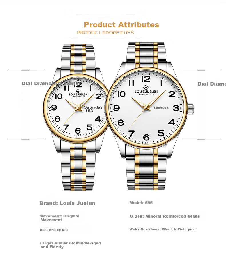 GEORGCOUNT Men's Watch Large Number Waterproof Luminous Quartz Watch for Middle-aged and Elderly Dad and Mom Women 6