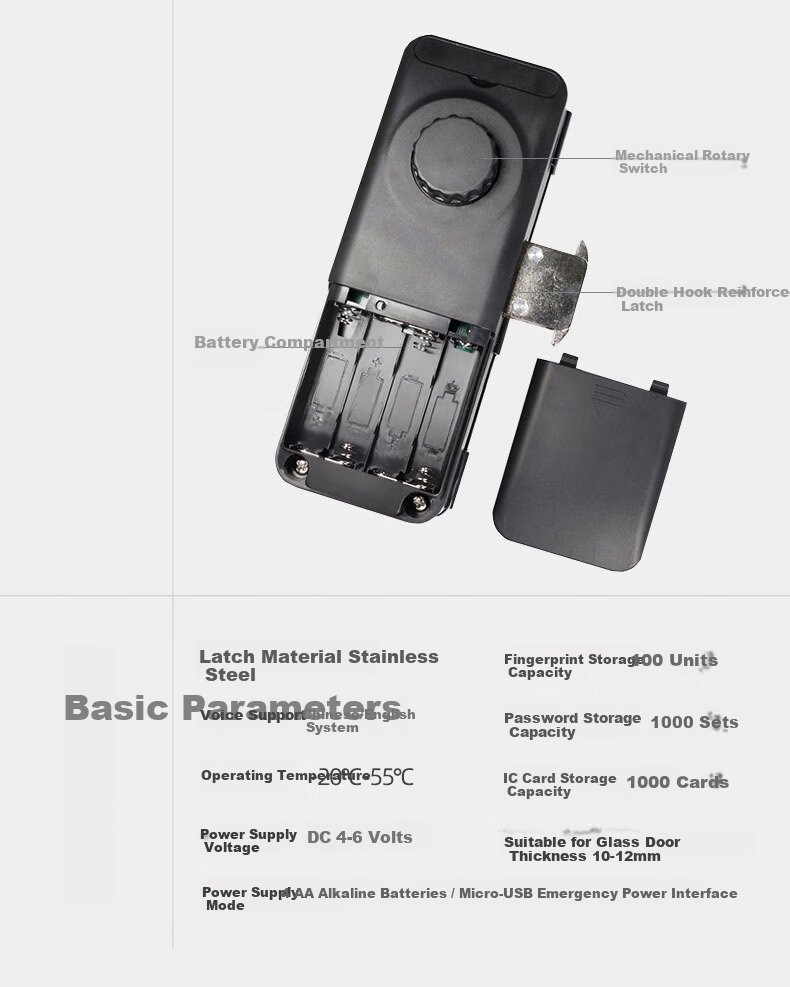 Youku Frameless Glass Door Fingerprint Lock, Wooden Door Fingerprint Door Lock, Single/double Electronic Password Lock for Access Control And Attendance with Screen, IC Card Mini Program Unlocking, DW-611 12