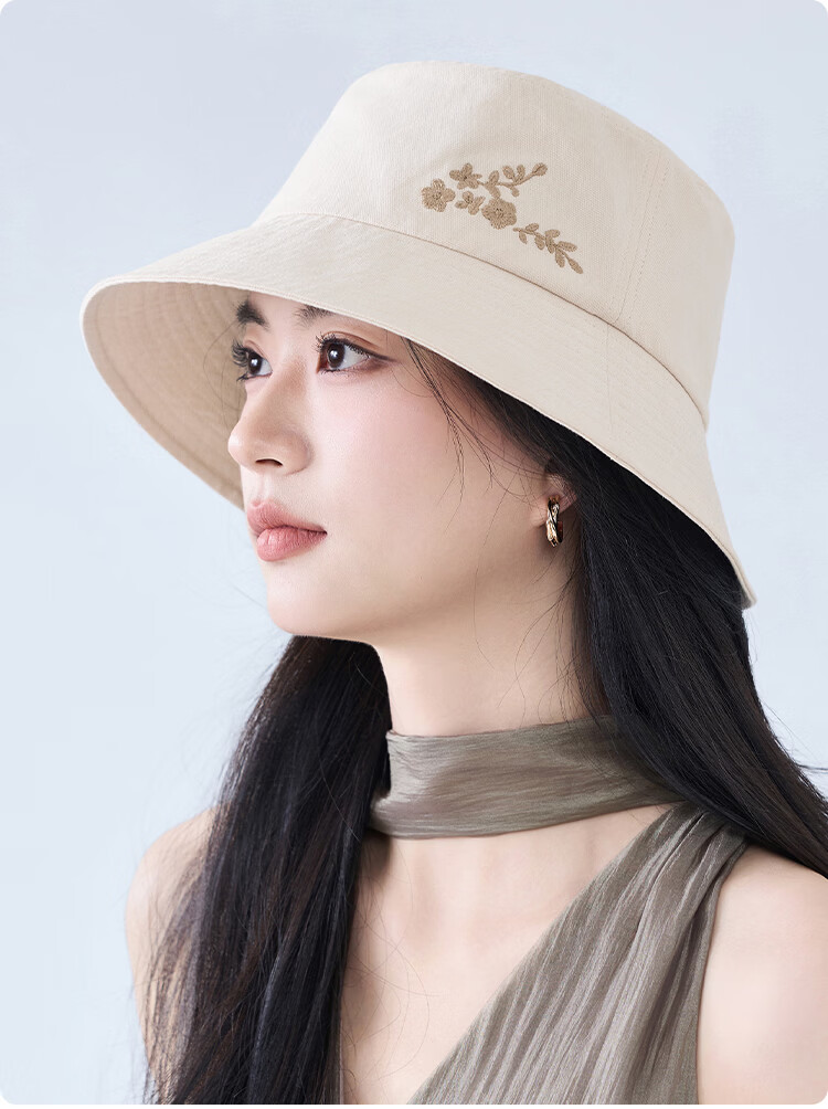 JIUMU 100% Cotton Women's Sun Protection Hat UV Protection Bucket Hat Outdoor Face Covering Sun Hat 14