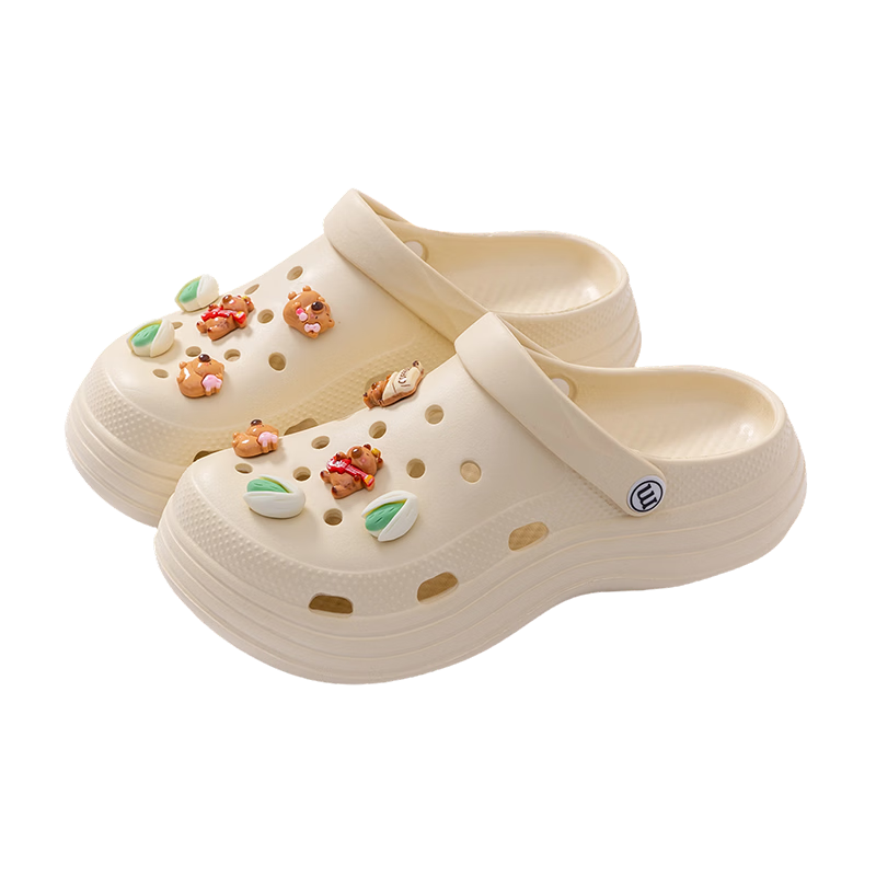 Darsi Xiansen Women's Summer Outdoor Hole Shoes Beach Sandals Simple Non-Slip EVA Thick Sole Outdoor Closed-Toe Slippers