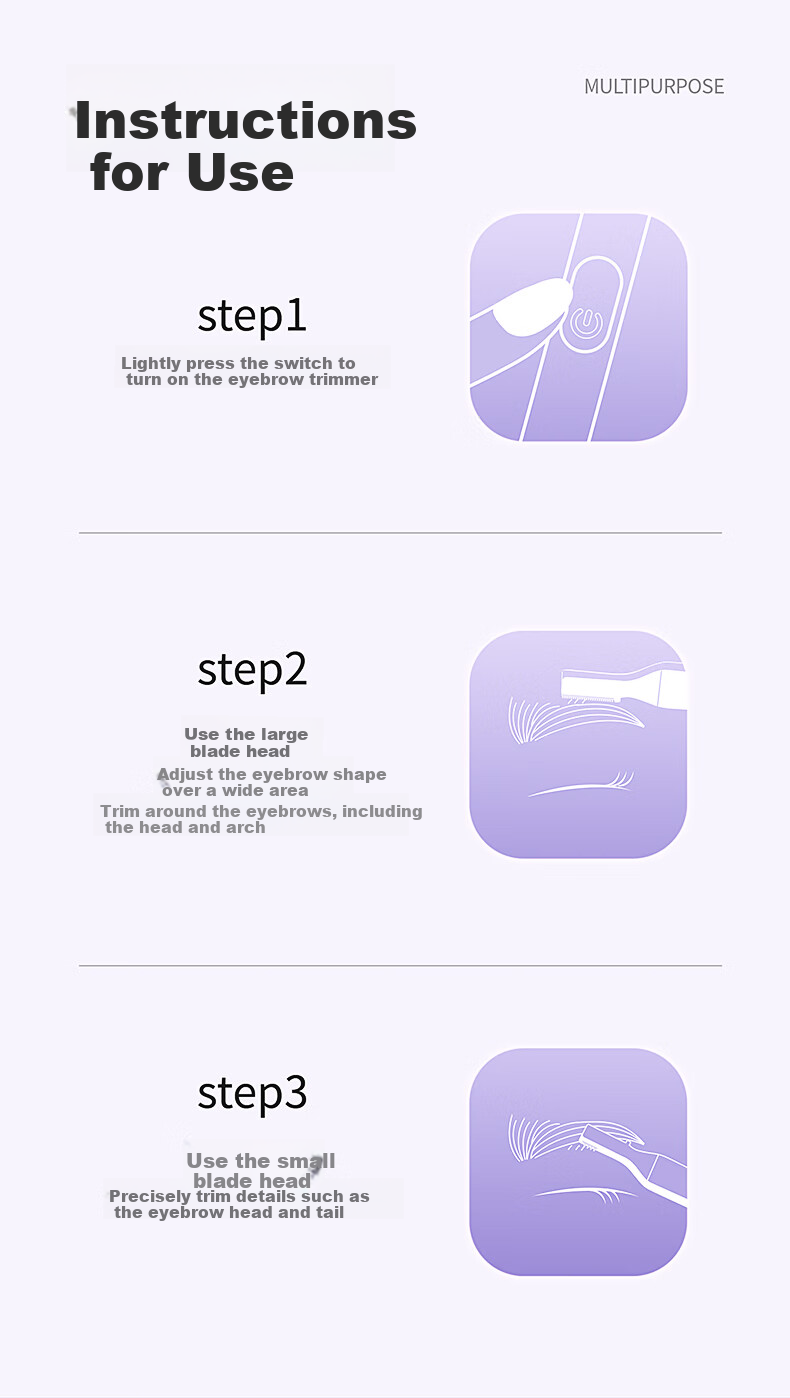 Sujian Portable Electric Eyebrow Trimmer Anti-Scratch Eyebrow Groomer for Women Beginners Eyebrow Shaping and Hair Removal Tool 10