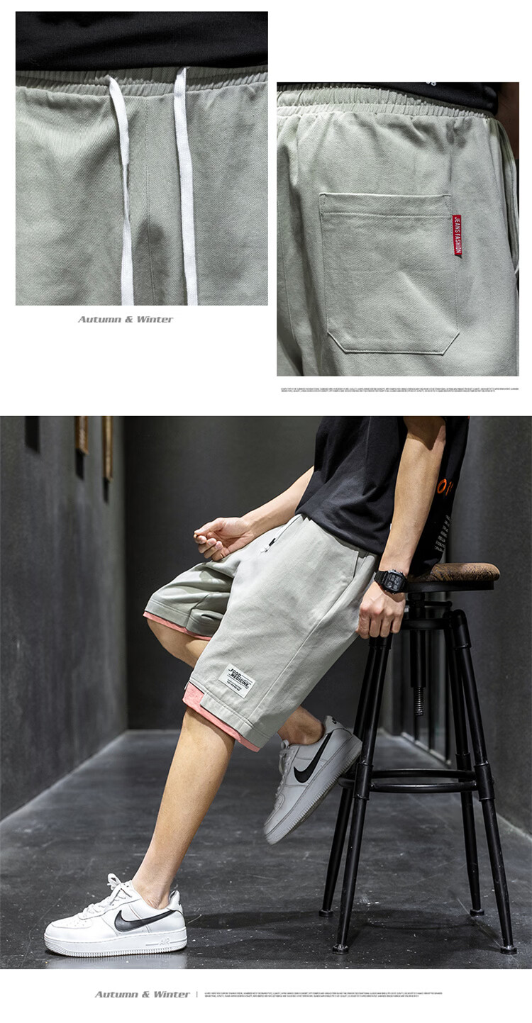 RED DRAGONFLY Men's Fashion Trendy Cotton Letter Embroidered Comfortable Breathable Wrinkle-Free Colorblock Casual Shorts 20
