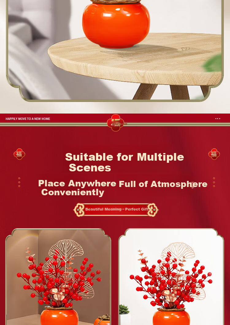 Abaoli Lantern Festival New Year Decoration Persimmon Ruyi Ornament 2026 Housewarming Fortune Bucket Living Room Moving Atmosphere Arrangement Prosperity Fruit 4
