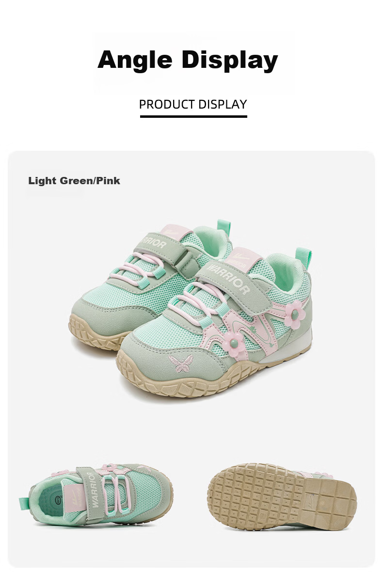 Warrior Kids Shoes 2026 Spring Autumn Children's Sports Shoes Outdoor Running Shoes for Older Children Girls Casual Shoes WZ-2092 Beige Purple Size 34 12