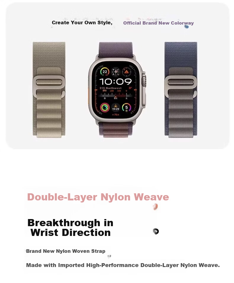 Biaodai Ge Compatible Apple Watch Band S11 Breathable Summer Nylon Loop Strap for iWatch SE3 Women 40/41/42MM White 6