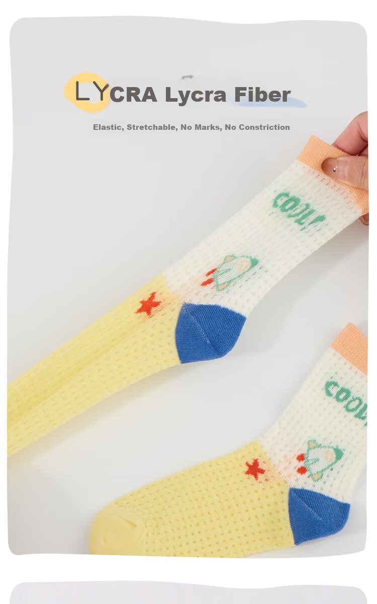 MiiOW Children's Socks for Boys, Summer Style [5A Antibacterial + Breathable Mesh], Thin Mid-Calf Socks, Cotton Socks for Older Childre 5