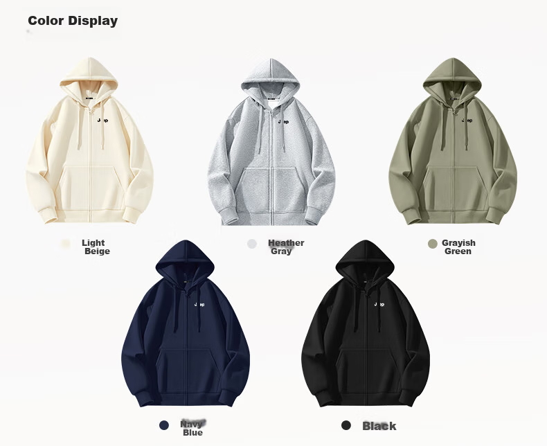 JEEP Men's Hoodie Cardigan Autumn Winter Soft Skin-Friendly Comfortable 325G Heavyweight Structured Hooded Jacket Men's W Bean Green 2XL 5