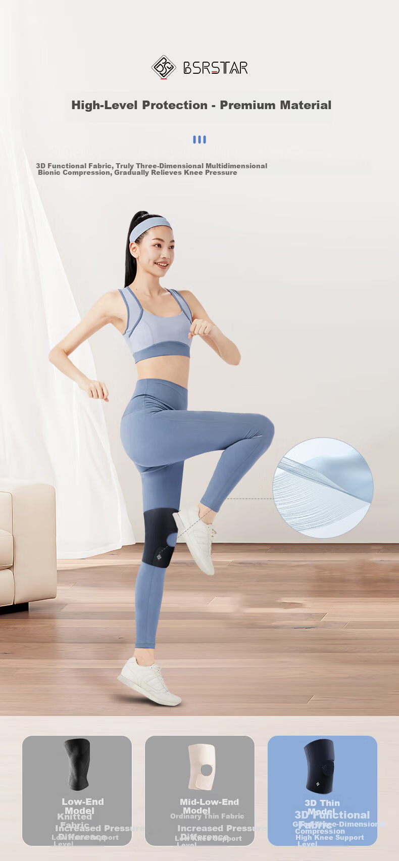 Bestray Men's Sports Knee Pads Professional Protective Knee Support Running Women's Joint Brace Medical Non-Slip Cover 6