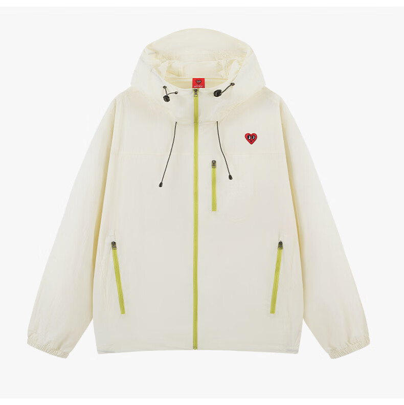 Charles Heart Summer Ice Feeling Sunscreen Jacket Unisex Lightweight Breathable UV Protection Couple Sun Protection Clothing Ivory White L 8