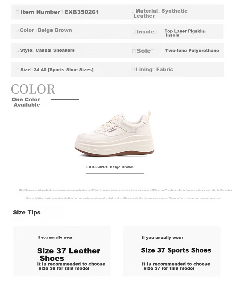 Red Dragonfly Women's Low-top Breathable White Sneakers Lightweight Durable Casual Shoes EXB350261 Beige Brown Size 36 5