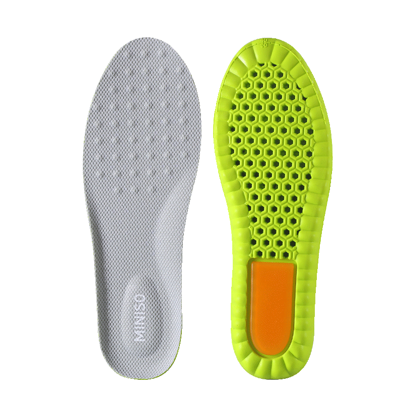 MINISO Men's Sports Insoles Odor-Resistant Sweat-Absorbing Breathable Soft Elastic Anti-Fatigue Military Training Insoles Women's Running Shock Absorption Size 41-42
