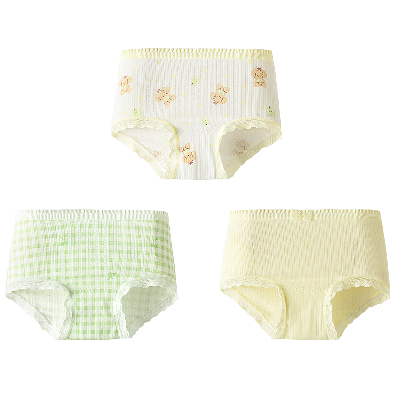 Balabala Girls' Cotton Underwear Children's Briefs Baby Anti-Chafing Antibacterial Thin Comfortable Skin-Friendly 3-Pack