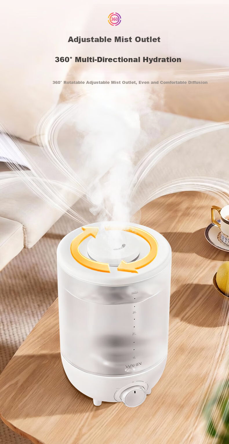Hualing Midea Water Glow Humidifier 3.5L Home Bedroom Large Mist Quiet Small Desktop Humidifier for Pregnant Women, Babies, and Kids Gift for Girls Moisturizing 7