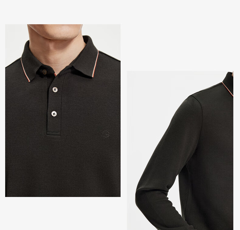 Goldlion [Contains Wool] Autumn And Winter Men's Simple Texture Business Casual Polo Shirt, Dark Brown-97, XX 5