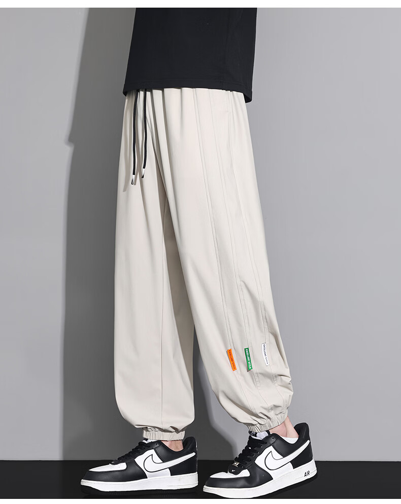 Top Youth Men's Summer Ice Silk Stretch Jogger Sports Pants Plus Size Quick-Dry Loose Casual Pants Black 8XL 7