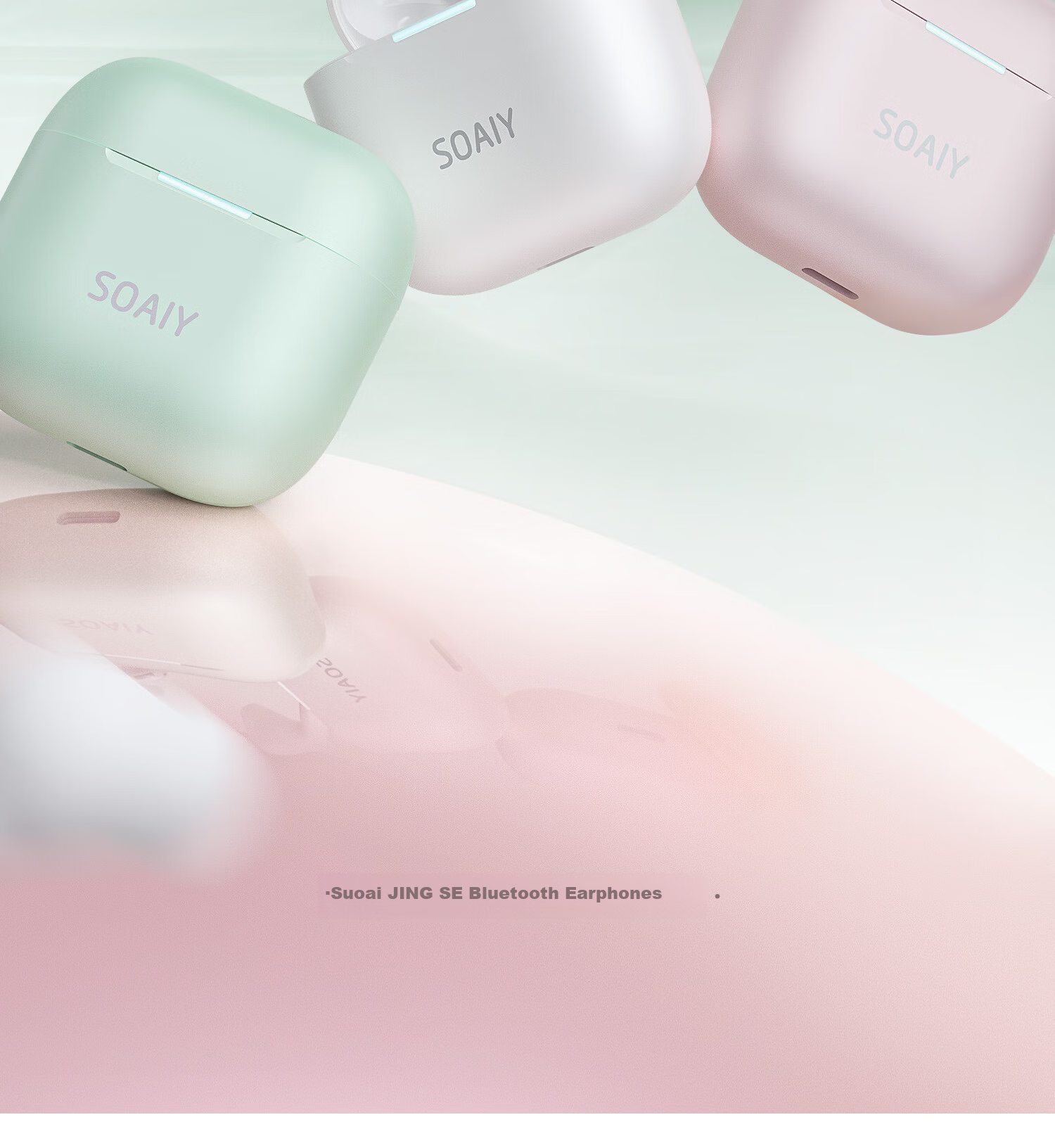 Soaiy JING SE True Wireless Bluetooth Earbuds Open Semi-In-Ear Sports Running Noise Cancelling Headphones for Apple Huawei Xiaomi Cream White Annual Meeting Gift 2