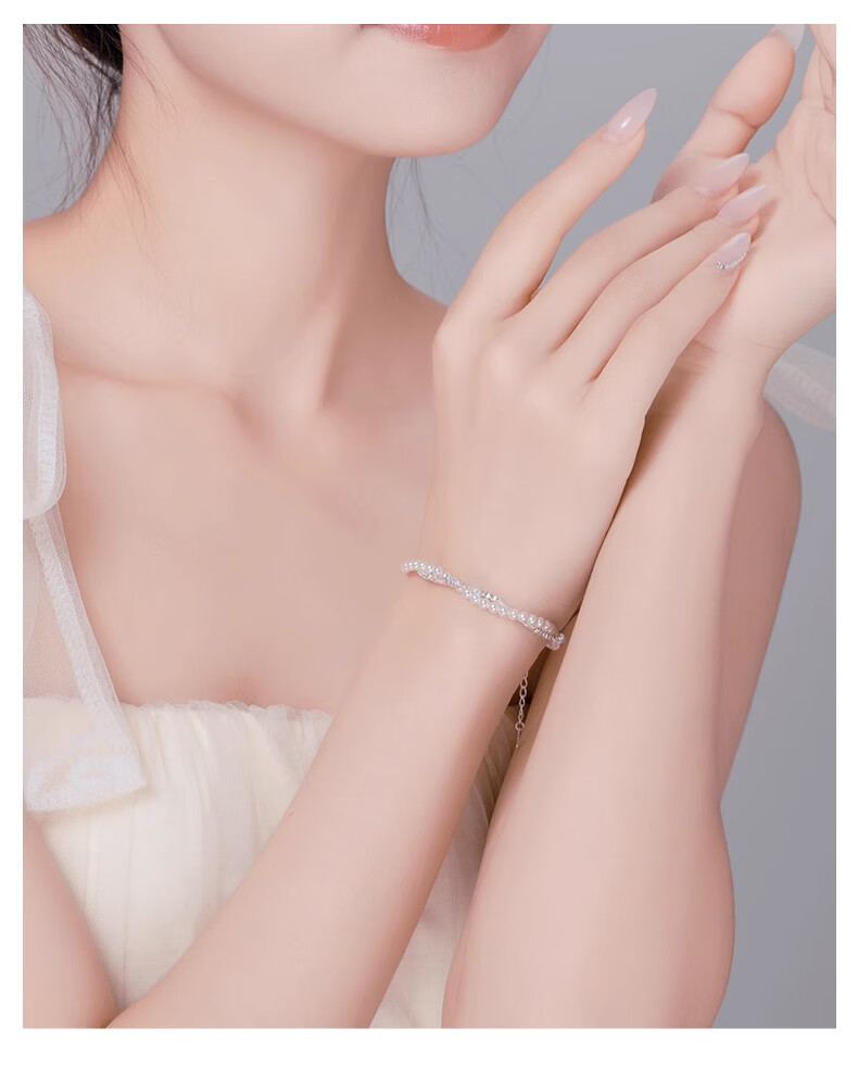Zhoubaifu [1000+ Stores] Silver Crushed Pearl Bracelet for Women, Birthday Gift for Girlfriend on Valentine's Day And 520 9