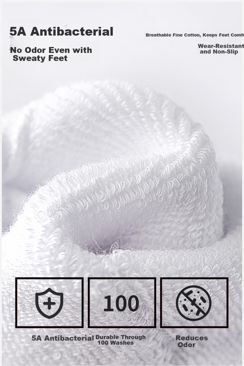 TaanTaan Antibacterial Odor-Resistant Towel Sole Breathable Short Sports Badminton Socks for Men T555 White 3 Pairs Pack 7