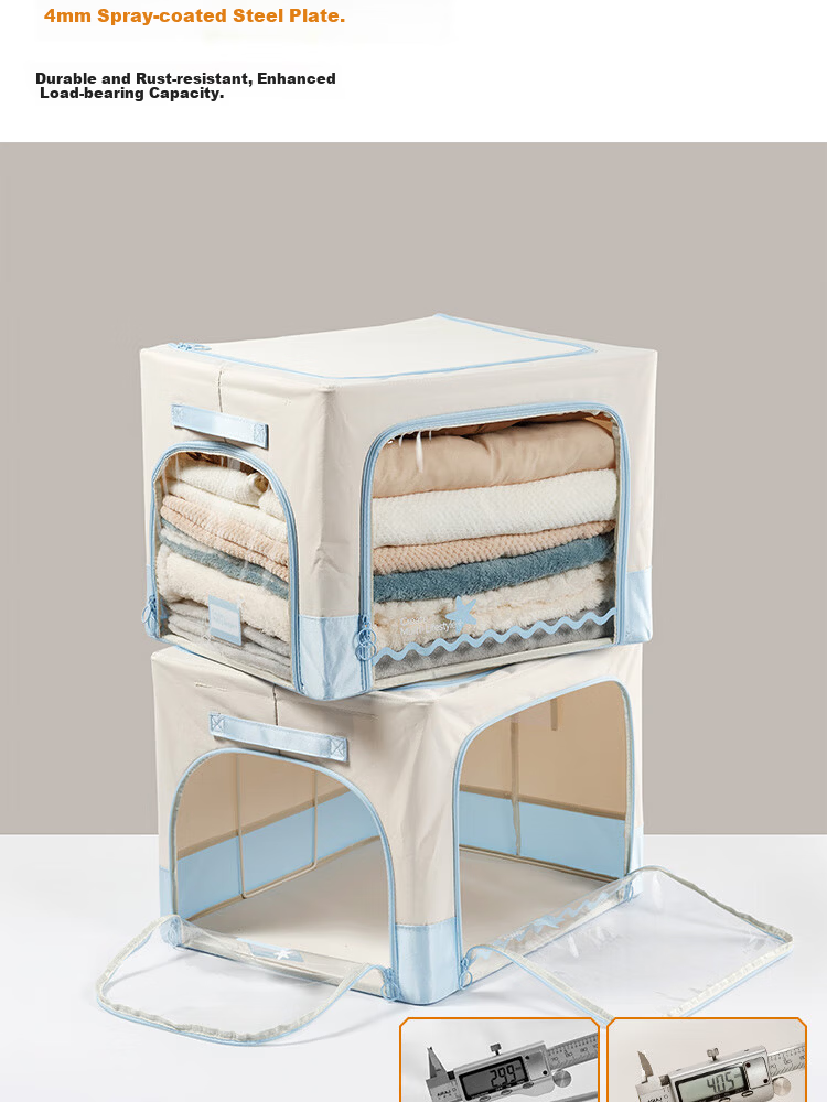 Jicang Fabric Clothes Storage Box with Window, Wardrobe Organizer for Quilt and Clothing Storage 7