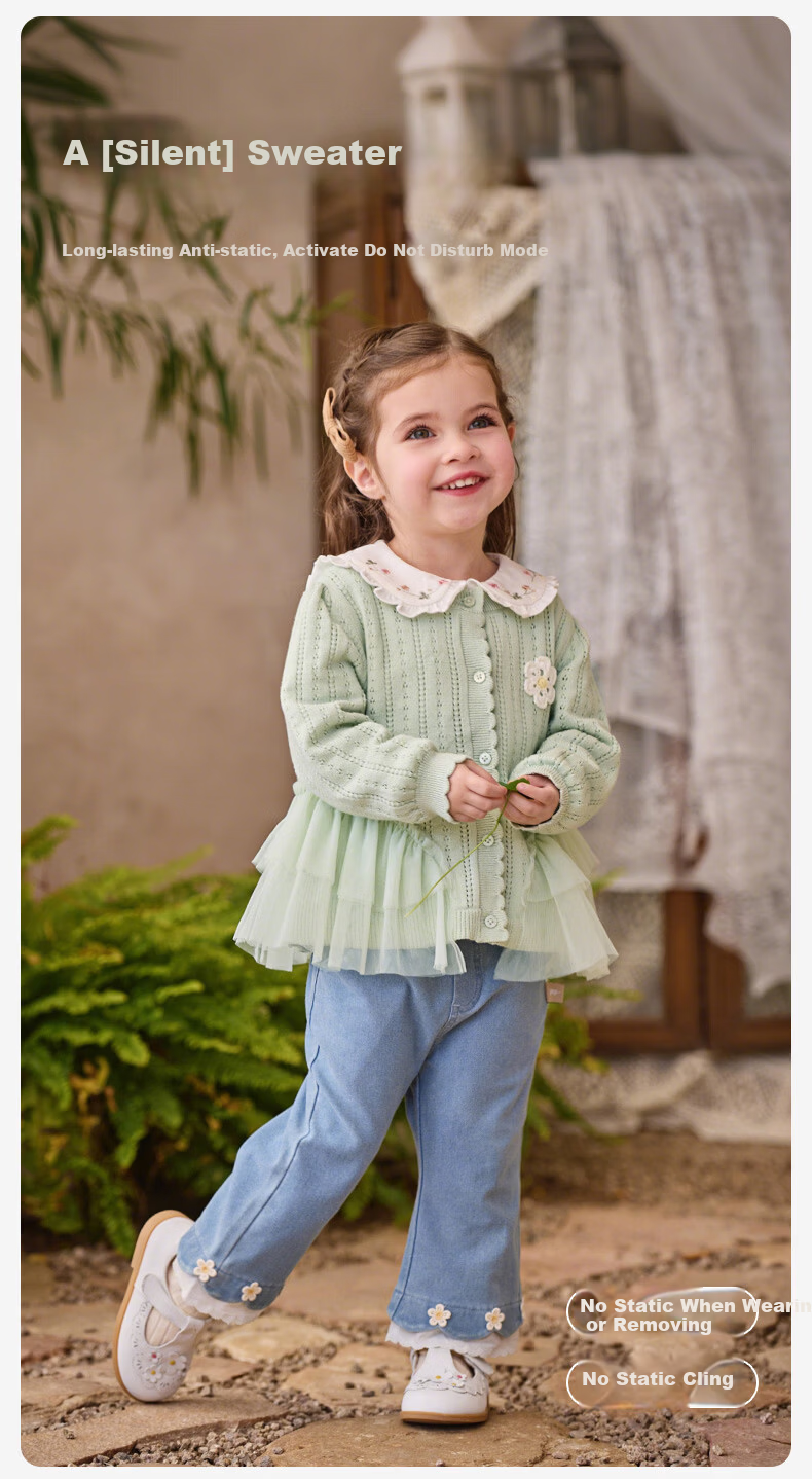 DAVE & BELLA Kids Sweater Cardigan Spring Girls Baby Casual Knit Mesh Long Sleeve Jacket 2
