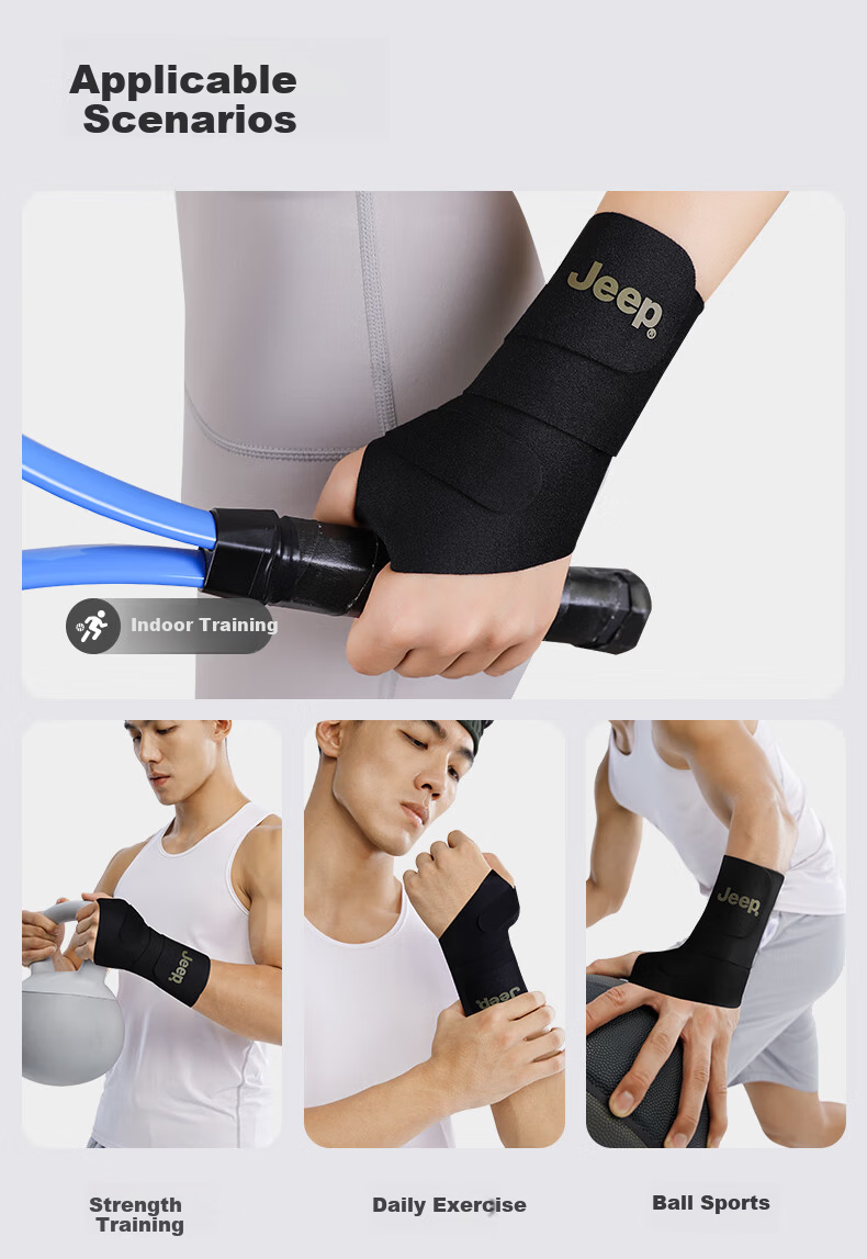 JEEP Fitness Wrist Support Anti-Sprain Compression Carpal Tunnel Professional Sports Wrist Brace One-Piece Green One Size 12