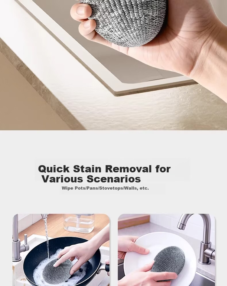 Guangduola Large Steel Wire Scrubber Balls 40g 3-Pack Stainless Steel Kitchen Scrubbers for Pots and Dishes, Rust-Resistant Cleaning Balls 9