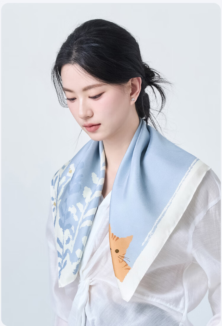 JIUMU 100% Mulberry Silk Scarf, Square Shawl for Women, Valentine's Day Gift for Girls, Birthday Present, Gift Box Packaging 14