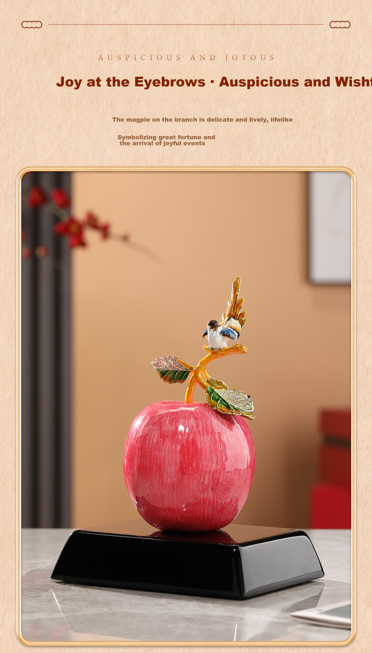 Heshengtang Peace and Joy Apple Ornament High-End Elegant Office Living Room Entryway Decoration Housewarming New Year Gift 2