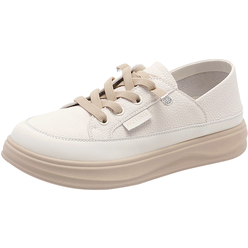 Red Dragonfly Women's Fashion Casual Slip-On Classic White Sneakers WPB14032 Milk Tea 36