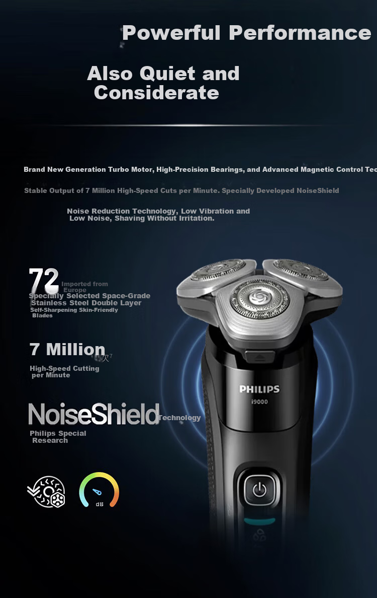 PHILIPS Electric Shaver New Generation Rotary Series 9 Lite - New Flagship Entry 0.00 Nanometer Precision Razor New Year Gift for Father X9000/10 10
