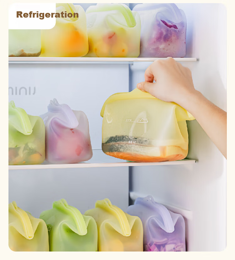 Shuke Silicone Food Storage Bag Food Grade High Temperature Resistant Household Fruit Bag Refrigerator Freezer Sealed Bag 14