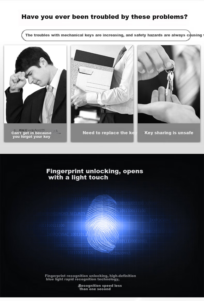 Dongwei Fingerprint Attendance and Access Control All-in-One Machine Office Glass Door Fingerprint+Password+ID Card Access Control Fire Door Wooden Door Access Control Lock 3