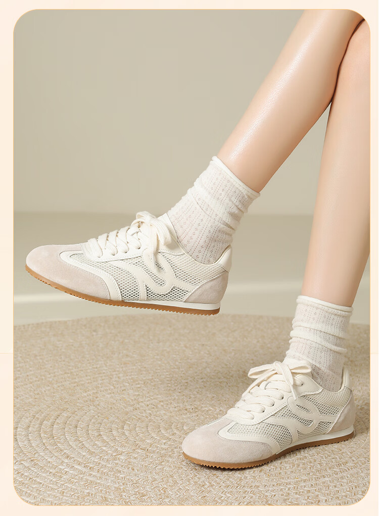 Zhuoshini Women's Mesh Breathable Flat Casual Sneakers Versatile Sports Shoes White Size 38 11