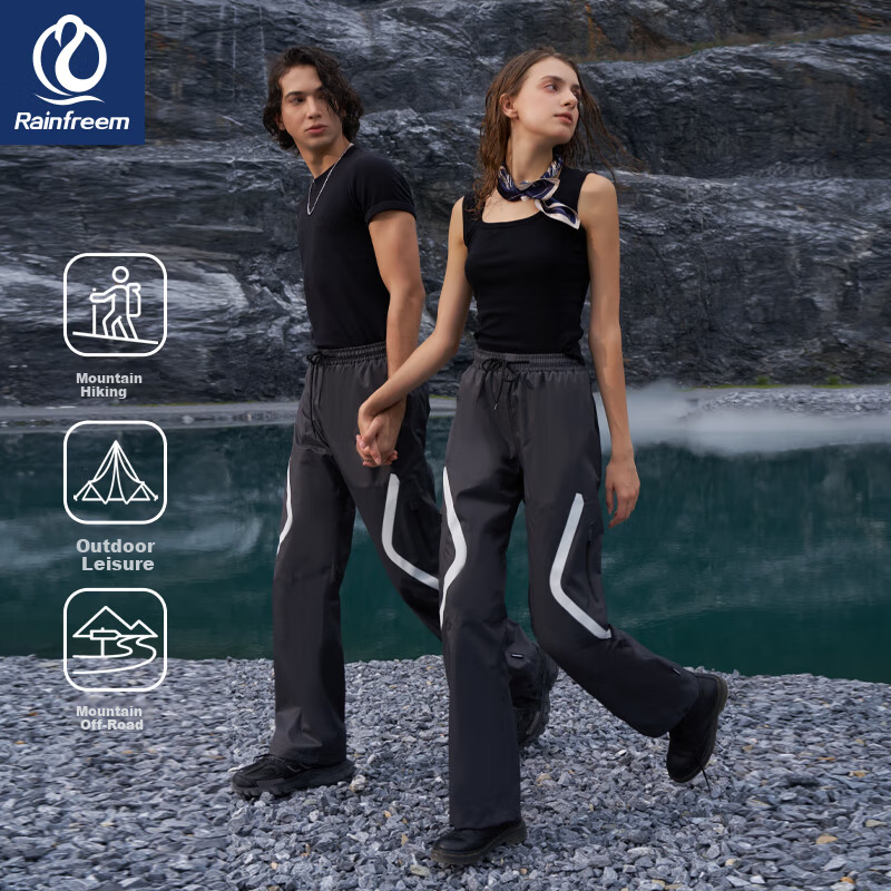 Qinfiman Waterproof Rain Pants Lower Body Unisex Fashion Rain Trousers for Cycling Delivery Motorcycle Electric Bike Light Coffee 3XL