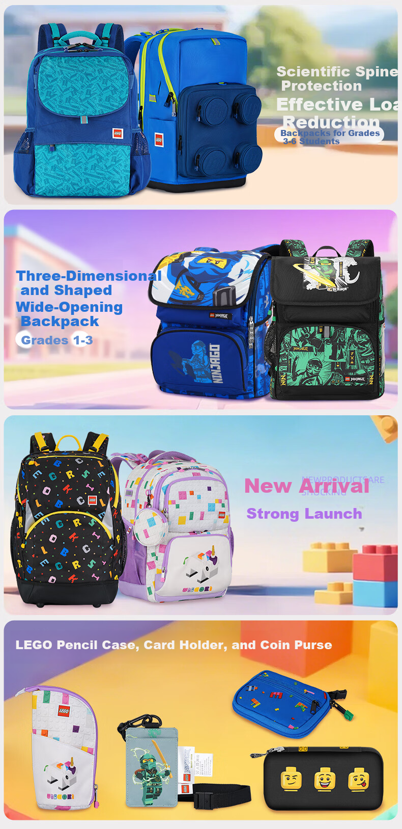 LEGO Kids Card Holder Small Student Coin Purse New Cute Mini Storage Bag Colorful Alphabet Black 20330 1