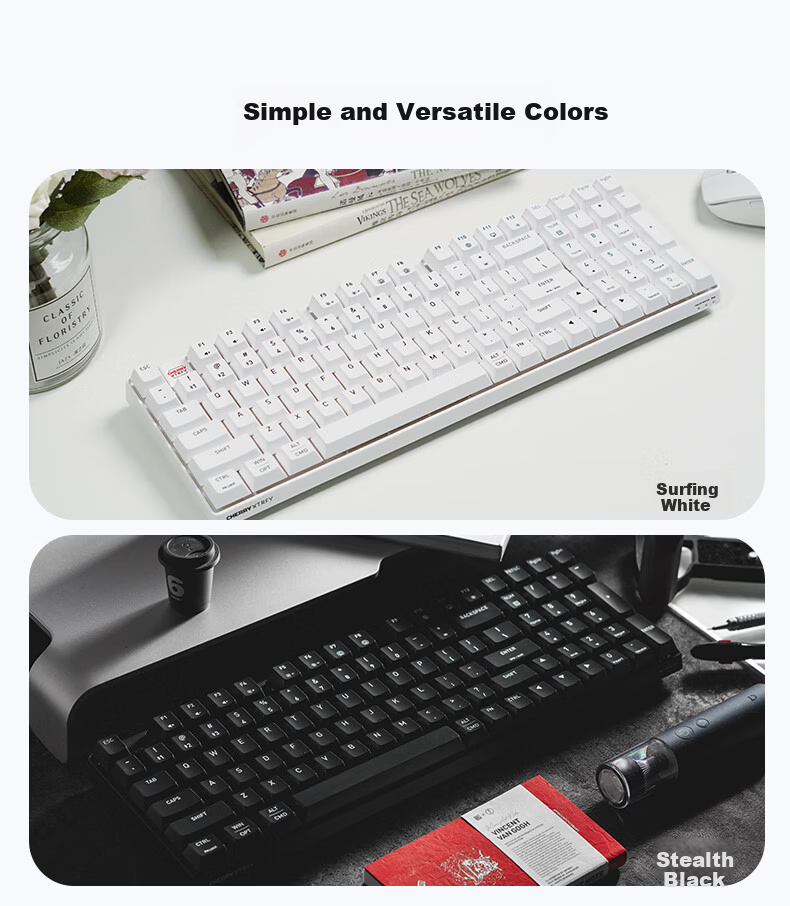 CHERRY K37W Wireless Bluetooth Tri-Mode MAC Keyboard RGB Backlit Mechanical Feel 98-Key Efficient Layout WIN/MAC Compatible 13
