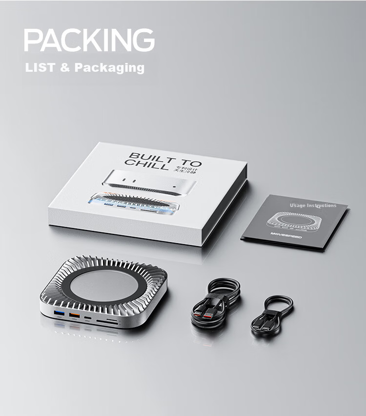 MOVE SPEED 4TB Portable SSD (PSSD) for Mac mini M4 Dock Expansion Drive 40G Transfer External SSD Hard Drive with Cooling USB Dock 17