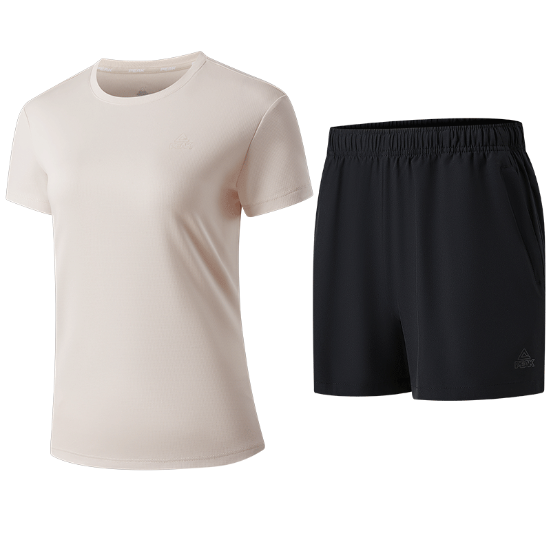 Peak Quick-Dry Women's Sports Set Summer Running Casual Breathable Two-Piece Short Sleeve and Shorts DF152008