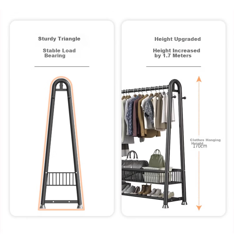 Youqin Floor Coat Rack Bedroom Household Mobile Multifunctional Clothes Drying Rack Thickened Multi-layer Storage Coat Rack 4
