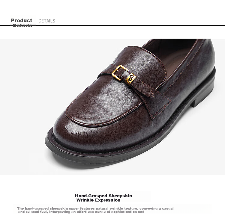 Le Saunda 2026 Spring Summer Genuine Leather Vintage Black Versatile Commuter Loafers for Women 21103 Mocha Brown BRK40 3