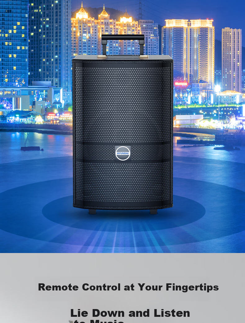 HYUNDAI 12-inch High-Power Square Dance Speaker Portable Trolley Outdoor Bluetooth Stage Speaker with Microphone for Karaoke Performance and Hosting 15
