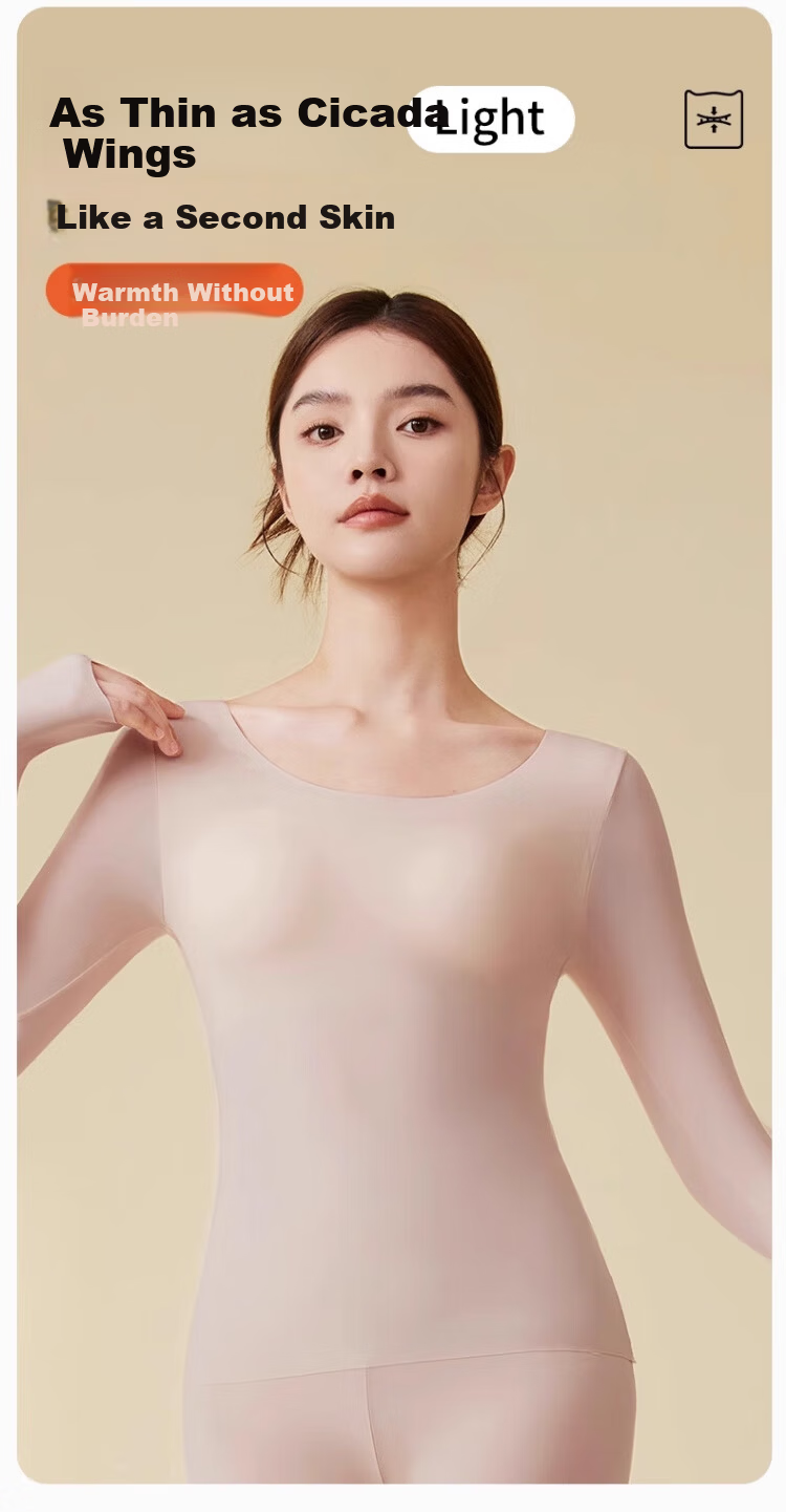 Neixiaoban Seamless Thermal Base Layer Women's Thin Heat-Generating Skin-Enhancing Autumn Winter Invisible Underwear Set 8