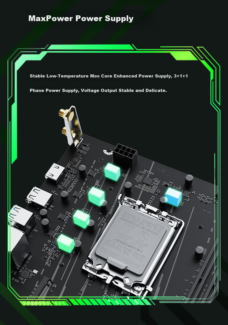 MAXSUN MS-Challenger H610M-H WIFI Gaming Motherboard Support 12490F/13490F/13100 (Intel H610/LGA 1700) 3