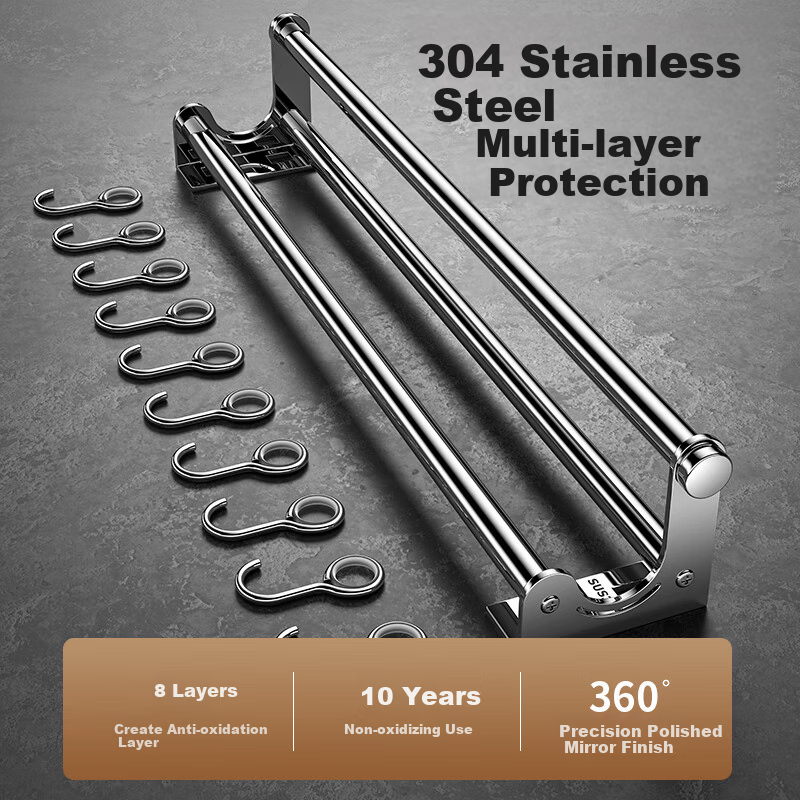 Sijimuge Kitchen Storage Rack 304 Stainless Steel No-Drill Wall-Mounted Multifunctional Household Utensil Organizer Spice Rack Knife Holder