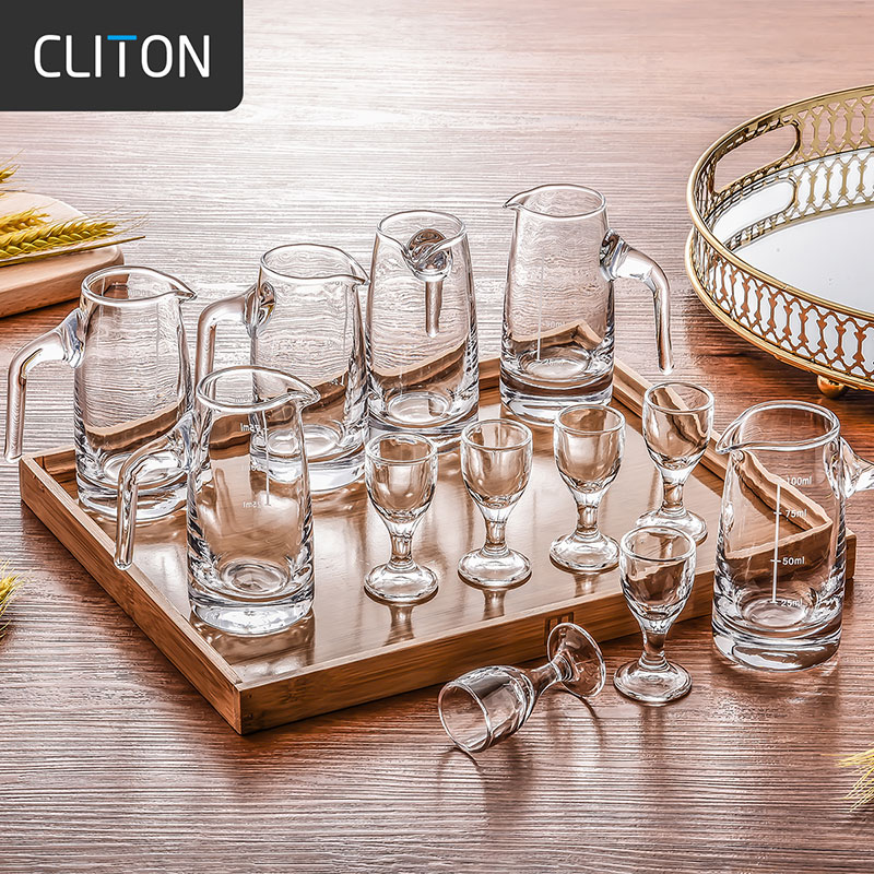 CLITON Liquor Decanter Set, 100ml Liquor Glasses, Maotai Shot Glasses with Scale, Decanter, Wine Cups, 6 Decanters And 6 Cups