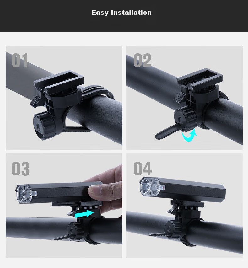 BIKEBROS Bicycle Front Light, Night Riding High Beam Flashlight, USB Rechargeable, Rainproof, Mountain Bike Outdoor Cycling Equipment Accessory, Black, 800 Lumens 12